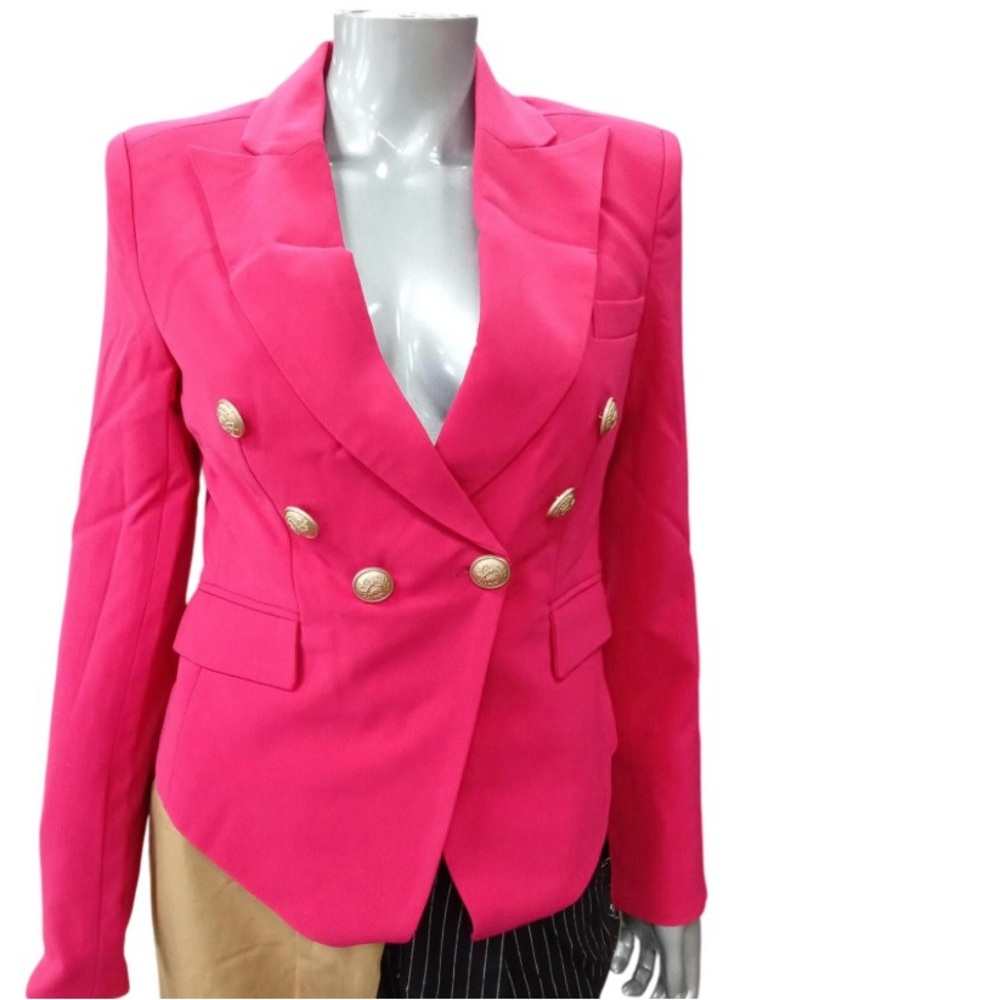 Women's Pink Blazer with Gold Buttons Size 2